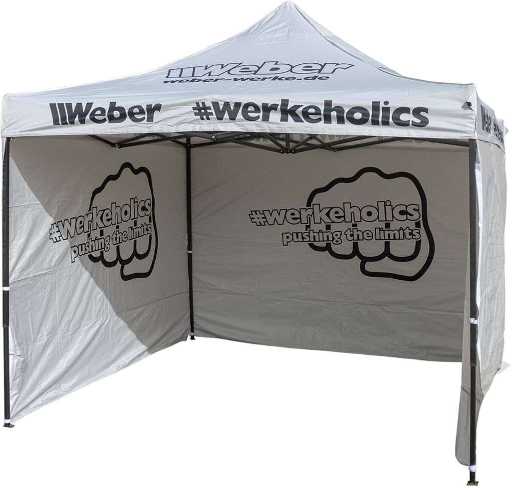 Weber Easy-Up Winterzelt 3x3 m grau – inkl. 3 Seitenwänden – ideal für Weihnachten & Winterevents