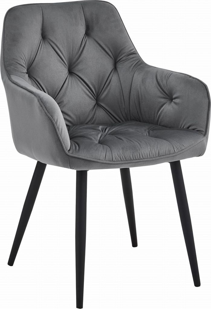 IGROLI Sessel dunkelgrau Samt gepolstert mit Metallbeinen für Wohnzimmer, Esszimmer, Büro, belastbar bis 110 kg, einfach zu montieren