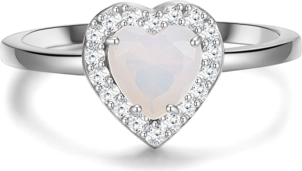 Ring Sterling Silber Mondstein (synth.) Zirkonia weiß 52