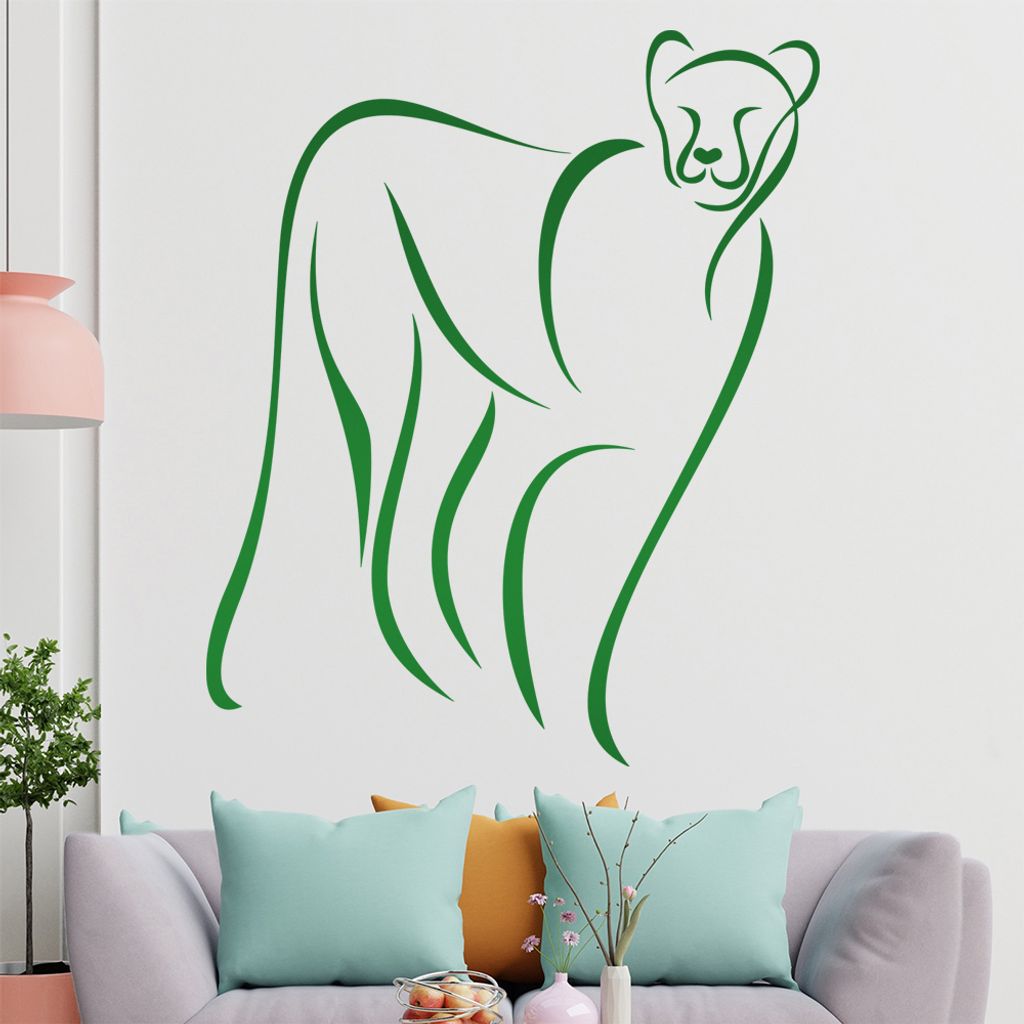 Raubkatze Linien Wandtattoo in 6 Größen - Wandaufkleber Wall Sticker - Dekoration, Küche, Wohnzimmer, Schlafzimmer, Badezimmer