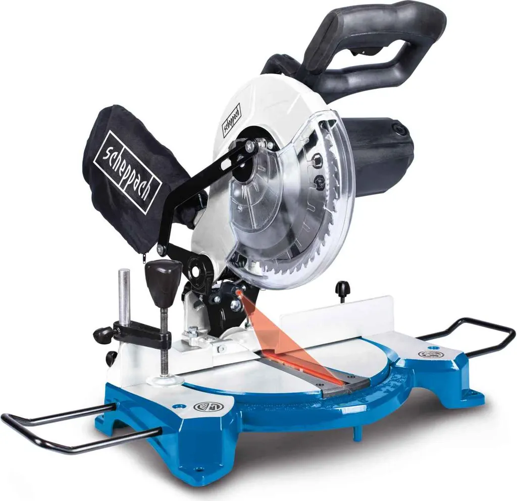 Sega trasversale Scheppach HM80L con laser | altezza di taglio 60mm | larghezza di taglio 120mm | 1500W | lama Ø 210mm / 24 Z | testa girevole / inclinabile