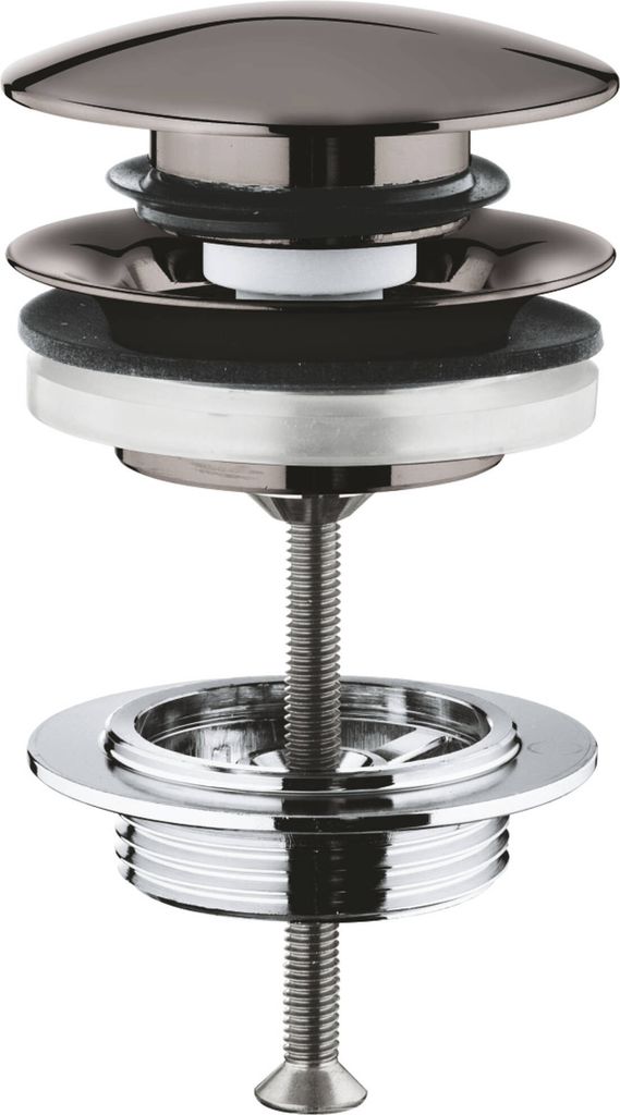 GROHE Ablaufgarnitur 65807, mit Klickverschluss, herausnehmbarer Stopfen, verschließbar, hard graphite