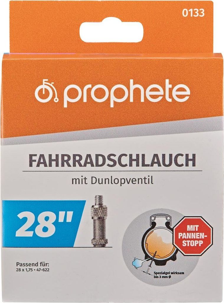 Prophete 133 Fahrradschlauch 28 x 1,75 x 2, Dunlopventil, Produktbild 