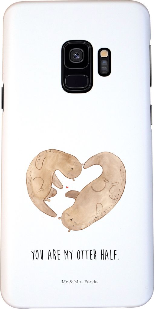 Mr. & Mrs. Panda Samsung Galaxy S9 Handyhülle Otter Herz - Weiß - Geschenk, Hülle, Liebe, Handy Schutzhülle, Cover, Hochzeitstag, Case, Jahrestag
