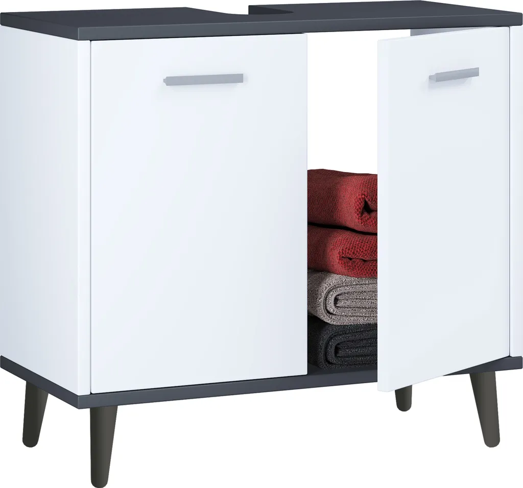 Cache Siphon et Meuble de Salle de Bain VCM Landos en Bois Blanc 60 cm