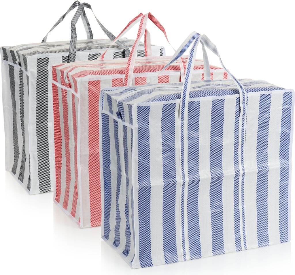 com-four® 3-voudige boodschappentas Jumbo - gestreepte Productafbeelding 