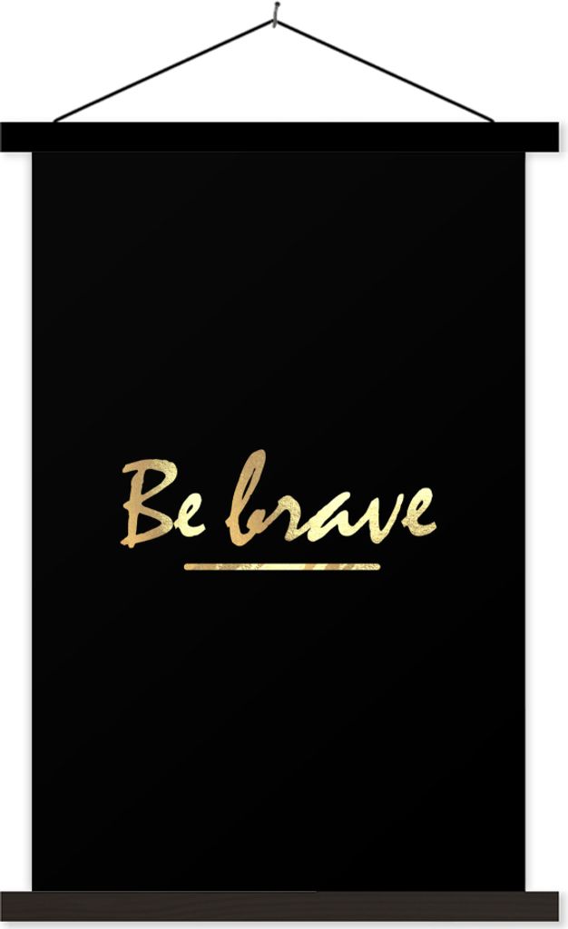 MuchoWow Textilposter Zitate - Gold - Schwarz 60x90 cm mit schwarzem Rahmen - Poster Wohnzimmer