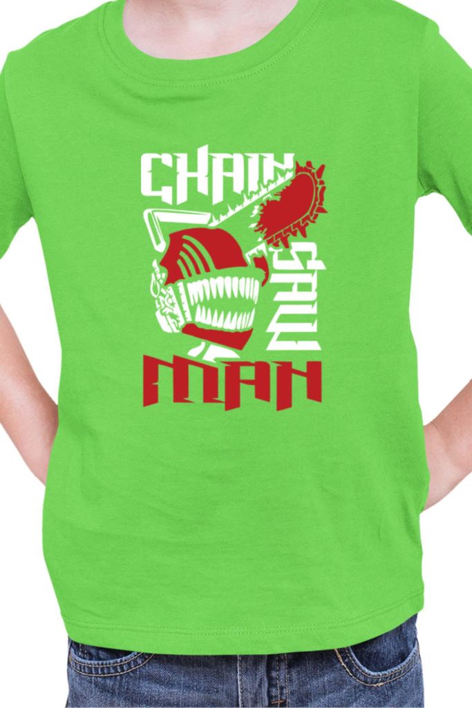 Kinder T-Shirt Manga Japan Anime Comics Animation Chainsaw Anime manga Man 08, 9-11 Jahr - 140 / Lime