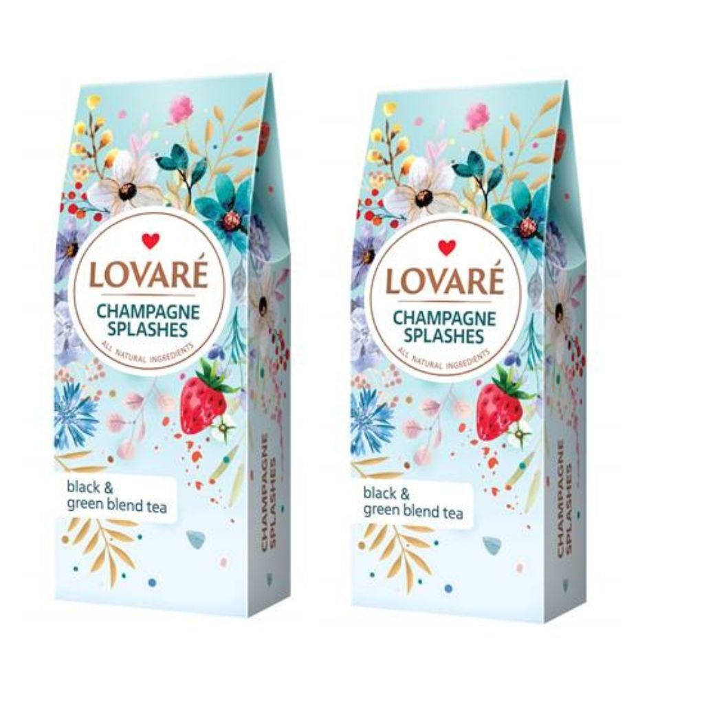 2x80 g Lovare Tee "Splashes Champagne" Schwarz ung Produktbild 