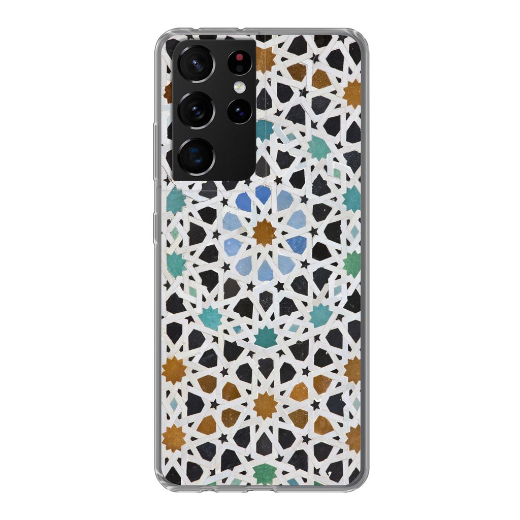 MuchoWow Handyhülle Schutzhülle Hülle für Samsung Galaxy S21 Ultra Ein marokkanisches Mosaikdetail Silikon Softcase Handy Hülle - Mobiltelefon