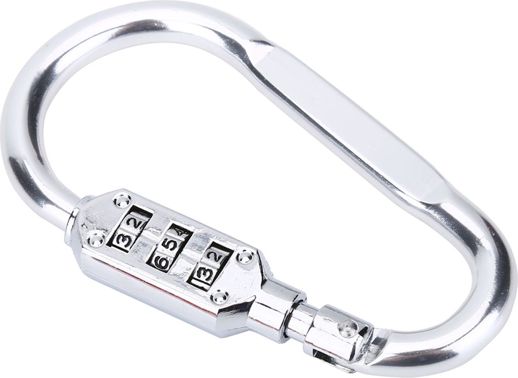 Karabiner-Zahlenschloss für Reisetaschen, 3-stelliges Sicherheitsschloss in Silber, Gepäckschloss