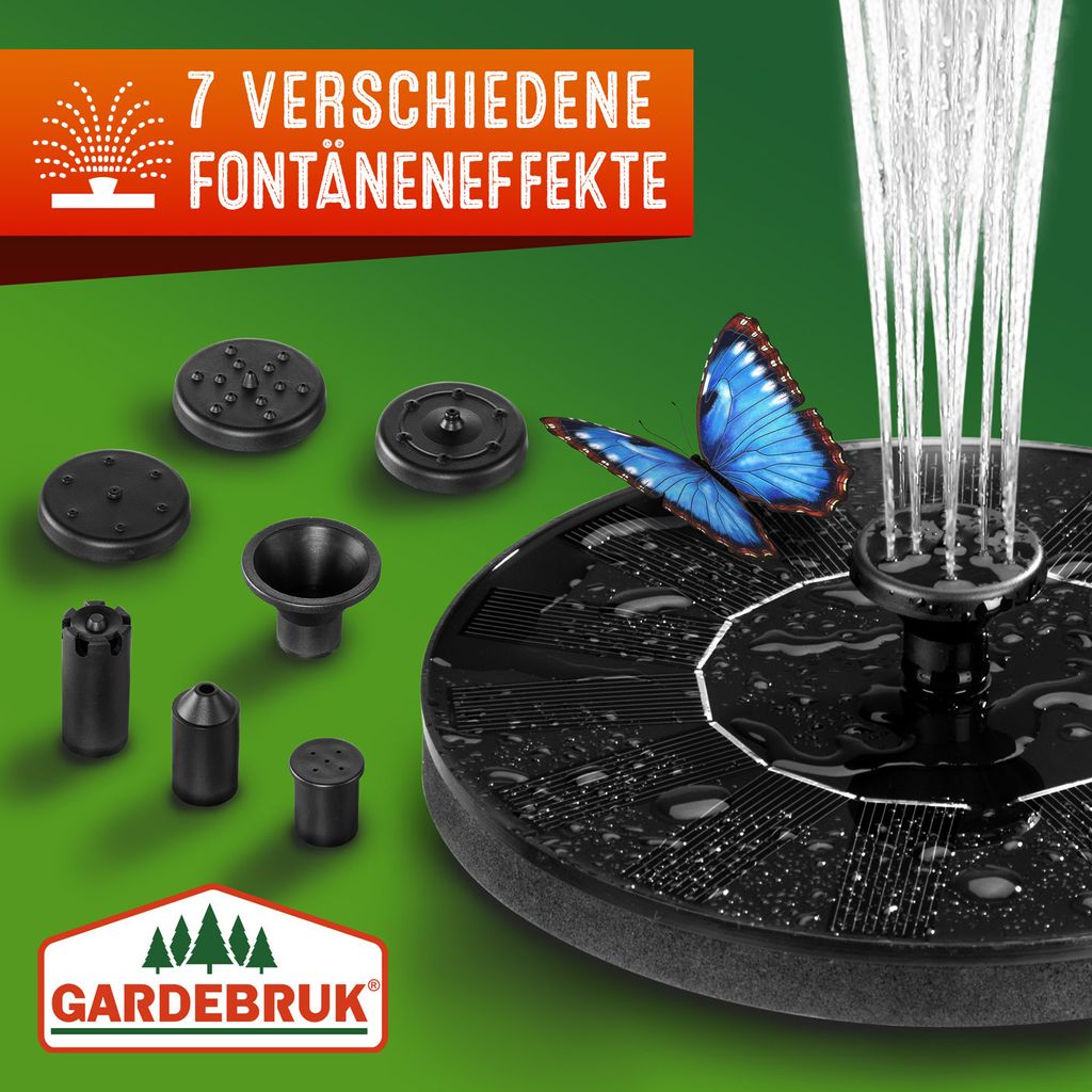 GARDEBRUK® Solar Springbrunnen 7 Effekte 180L/h Solarpanel Produktbild 3