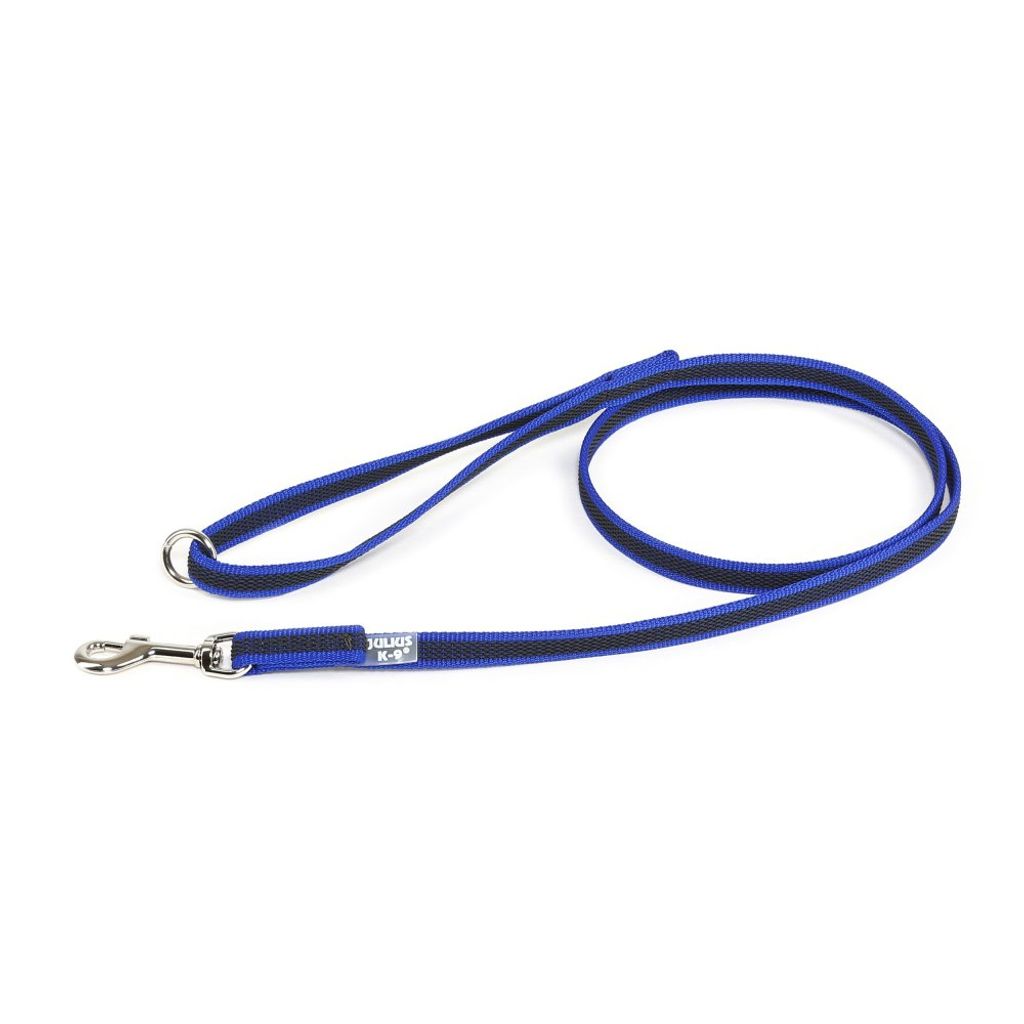 Color & Gray - Gummierte Leine - Blau-Grau 14 mm / 1,2 m mit Schlaufe und mit O-Ring, max für 30 kg Hunde
