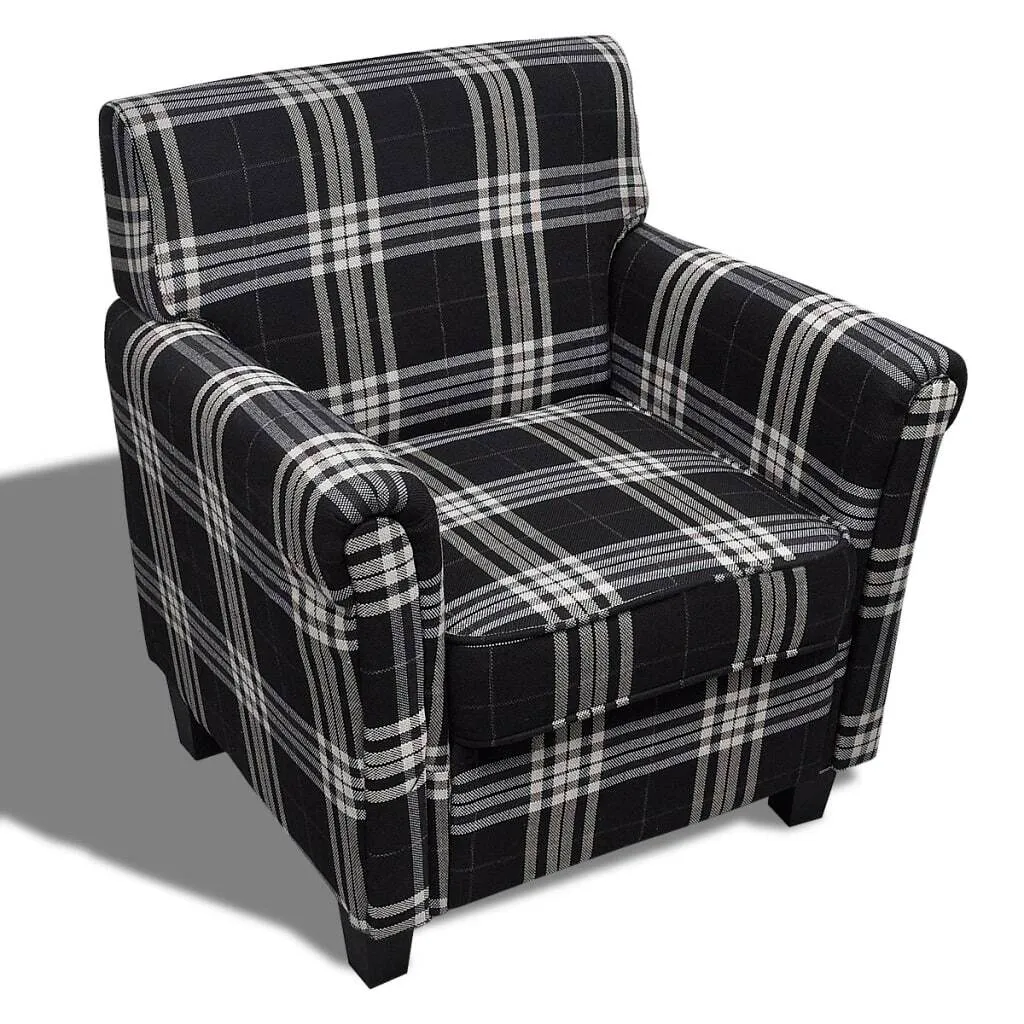Fauteuil de salon scandinave rembourré en tissu noir - Collection Nora 85cm