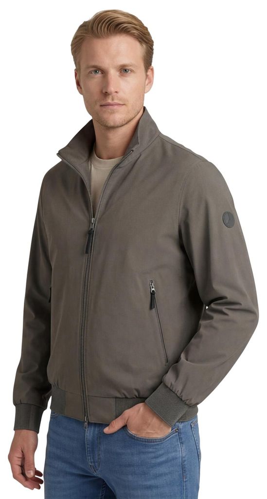 Kurze grüne unifarbene Bomberjacke aus Polyester-Elasthan-Mix für den Sommer