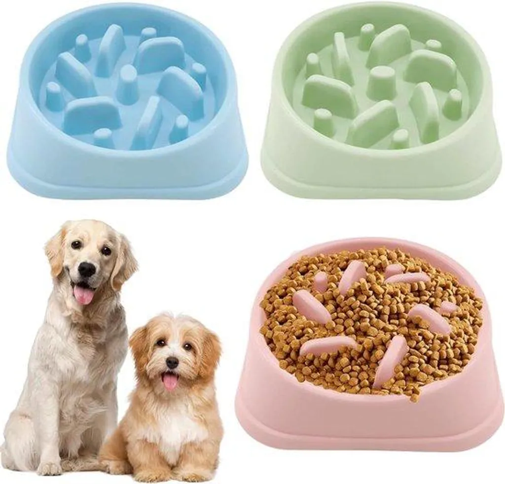 Lot de 3 Gamelles Anti-glouton pour Chien et Chat - Set Antidérapant