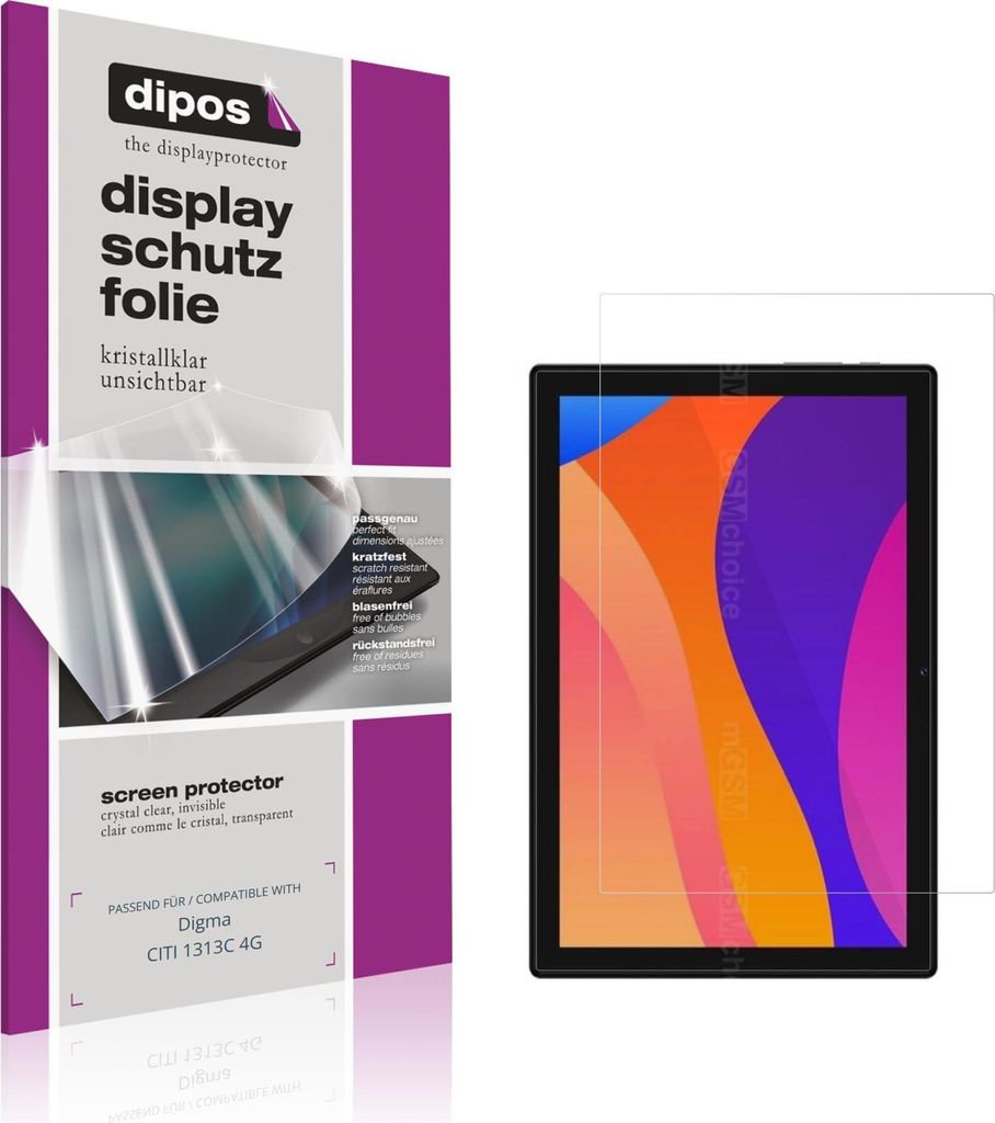 2x Schutzfolie für Digma CITI 1313C 4G klar Displayschutzfolie Folie Display Schutz dipos