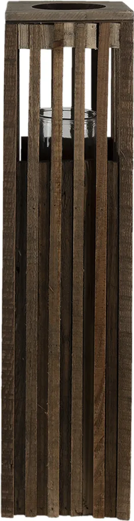 Clayre & Eef Photophore en bois brun 14x14x54 cm - Lanterne décorative