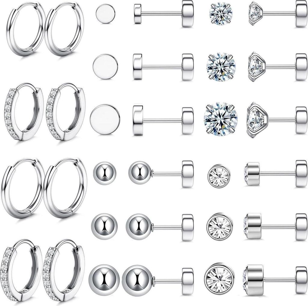 Set di orecchini in argento in acciaio chirurgico Opale a Immagine del prodotto 
