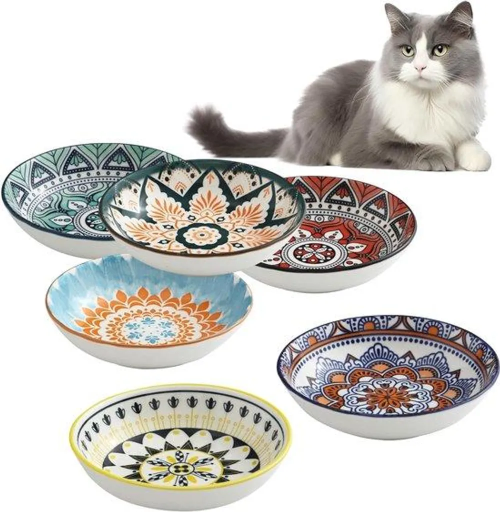 Lot 6 bols céramique 14 cm pour nourrir plusieurs chats ou petits chiens