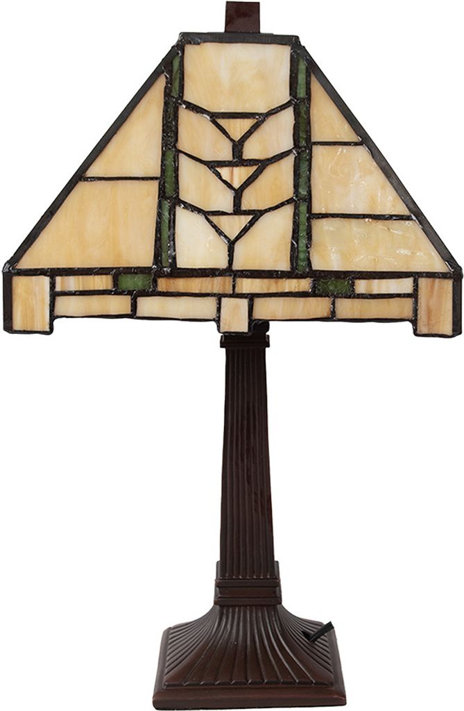 Clayre & Eef Tiffany Tischlampe 23x23x38 cm Beige Glas
