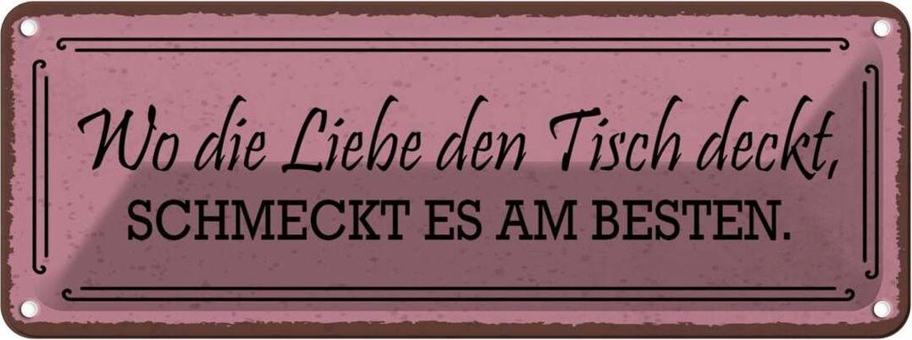 vianmo Blechschild 10x27 cm wo die Liebe den Tisch deckt Dekoration