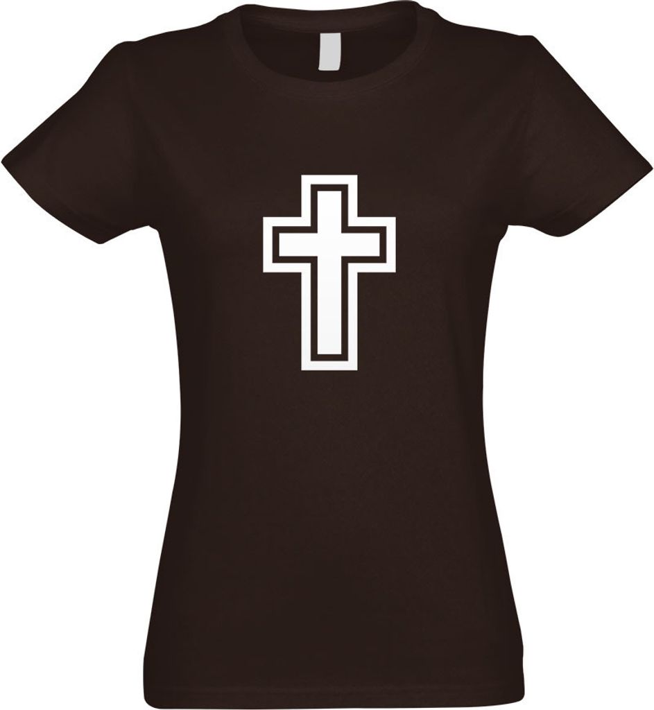 Kiwistar - T-Shirt tailliert - Damen - Chocolate - Kirche Kreuz Gott - mit Motiv Bedruckt - Funshirt Design - Sport - Freizeit - Damen - L