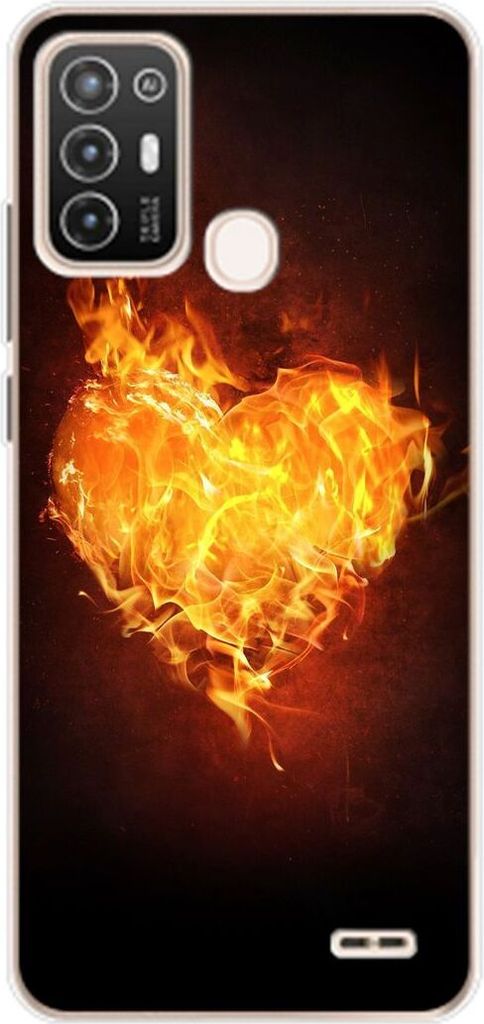König Design Hülle kompatibel mit ZTE Blade A52 Kunststoff Soft Handyhülle - Handy Case Brennendes Herz