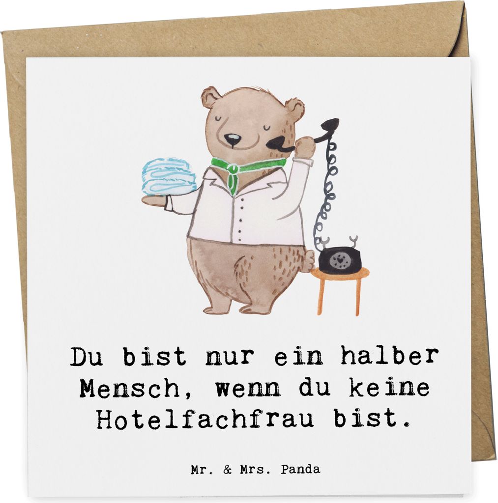 Mr. & Mrs. Panda Glückwunschkarte Hotelfachfrau Herz - Weiß - Geschenk, Spruch, Grußkarte, doppelkarte, Witzig, Ausbildung, Klappkarte, faltkart...