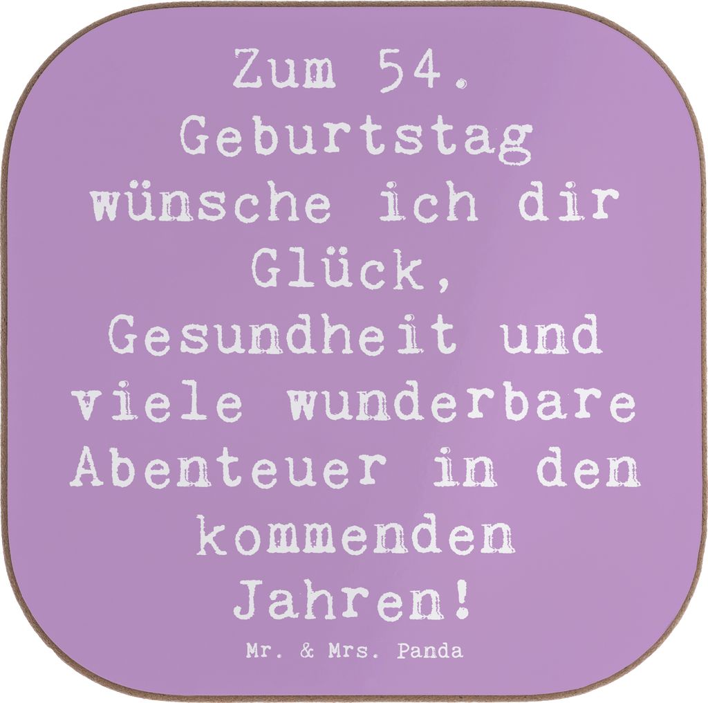 Mr. & Mrs. Panda unterleger Spruch 54. Geburtstag - Lavendeltraum - Geschenk, Holzuntersetzer, Feiern, Tischschoner, Geburtstagsgeschenk, positives...