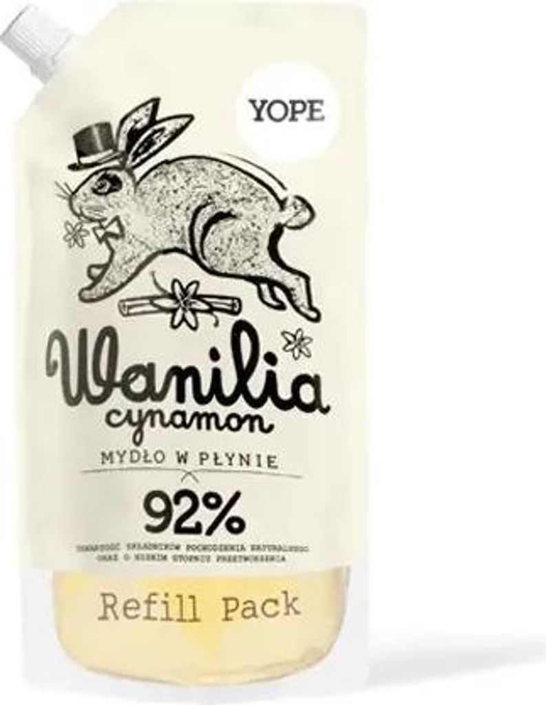 Flüssigseife mit Vanille- und Zimtgeschmack, Nachfüllpackung, Yope, 0,5 l, 1 Stück.