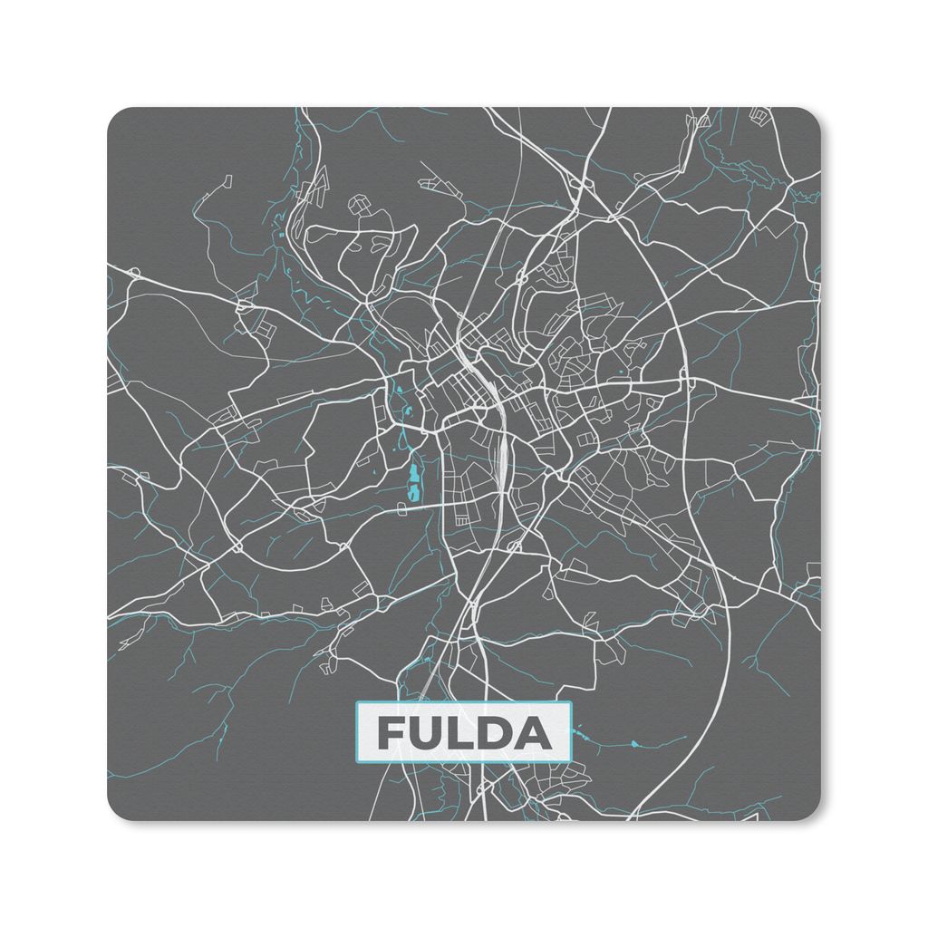 MuchoWow Mauspad Mousepad Fulda - Stadtplan - Blau - Karte - Deutschland 20x20 cm - Mousepads - Maus Mat - Pad - Mausunterlage - Desk Mat - Burea...