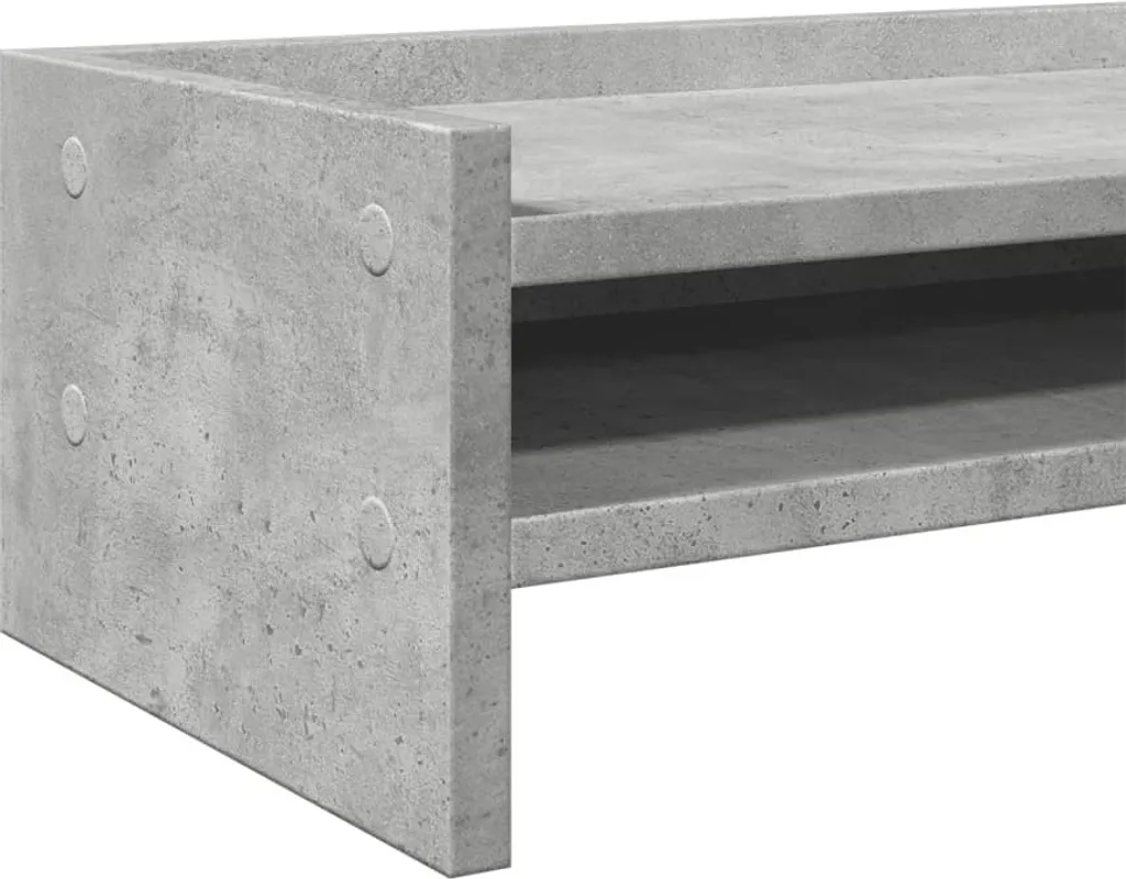 Support Moniteur Gris Béton 42 cm - Finition Bois Composite Durable