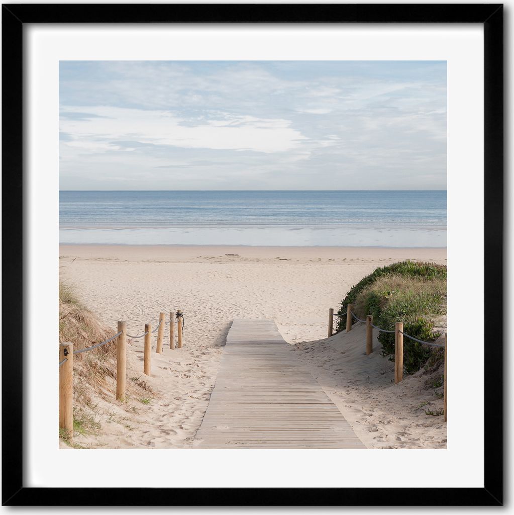 Bild - 50 cm x 50 cm - MDF - Rahmen, Wandkunst - Weg zum Strand