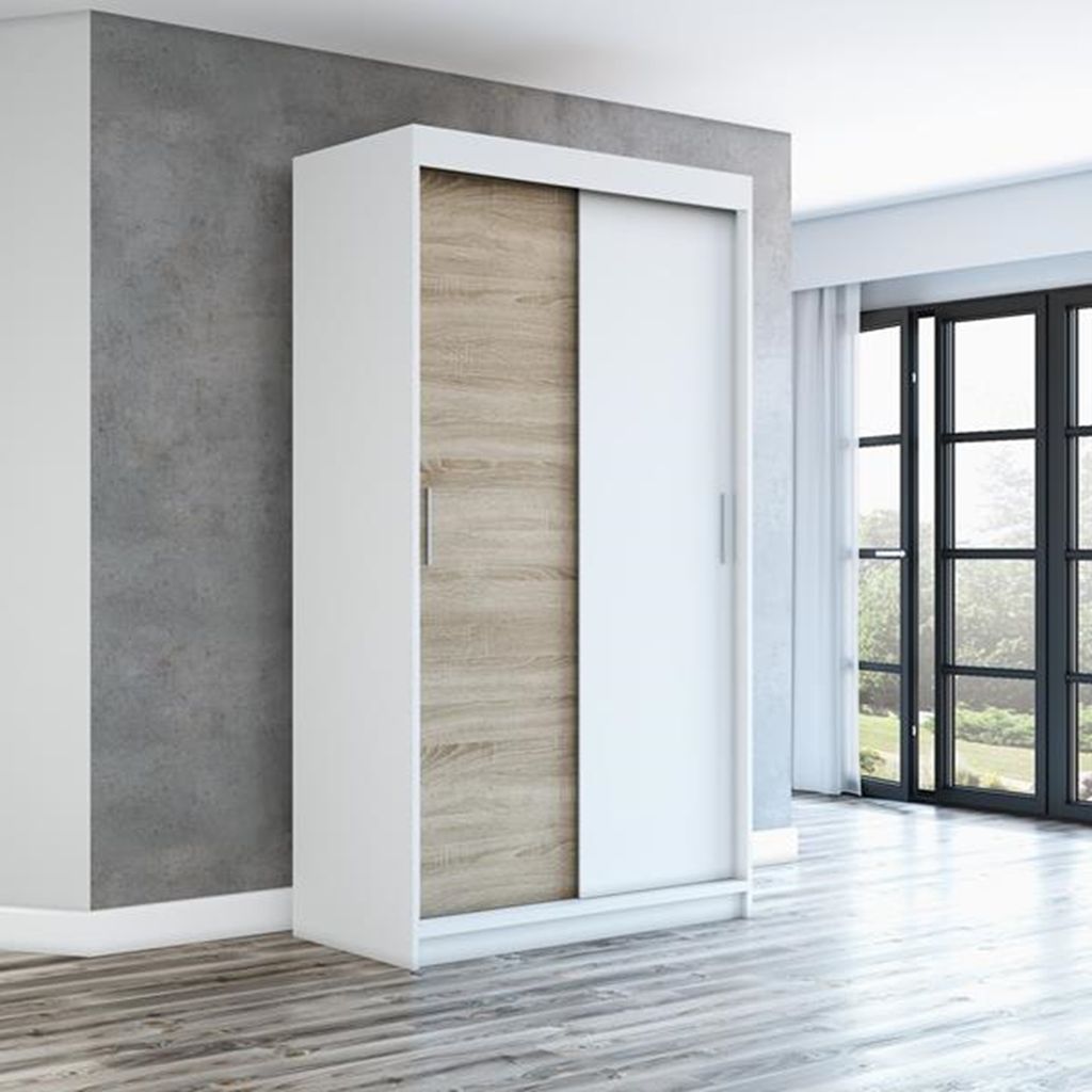Schwebetürenschrank, 2-türig Schrank 120 cm mit Spiegel PAX