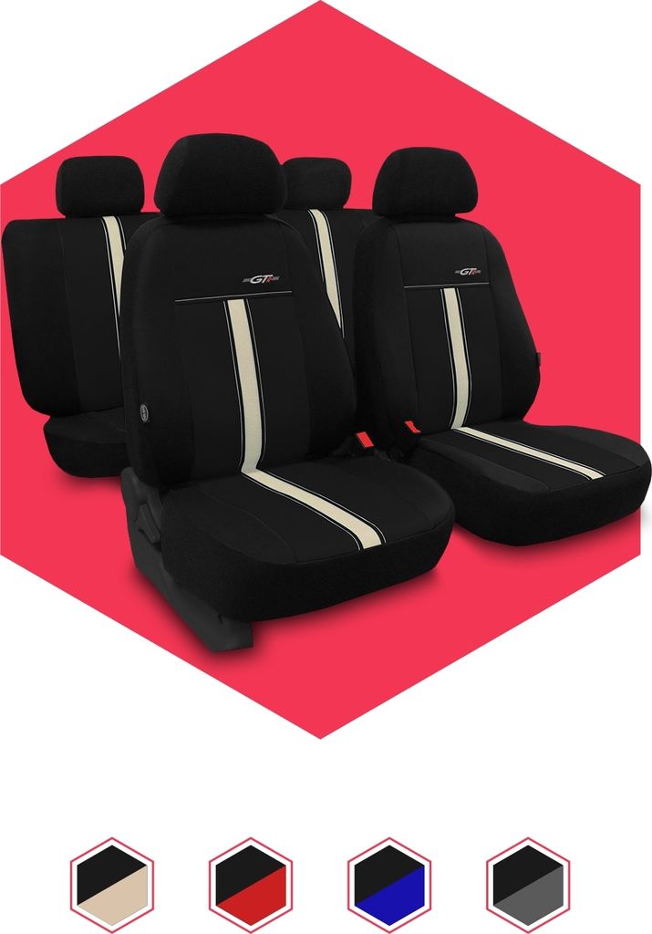 Sitzbezüge Auto Universal Autositzbezüge für Hyundai Accent Schwarz Beige Set