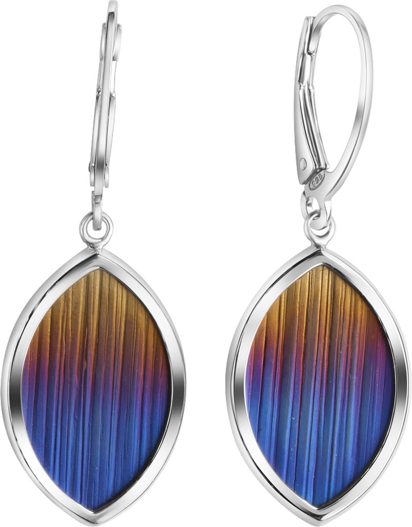 V Ohrhänger 925/- Sterling Silber rhodiniert mit Titan