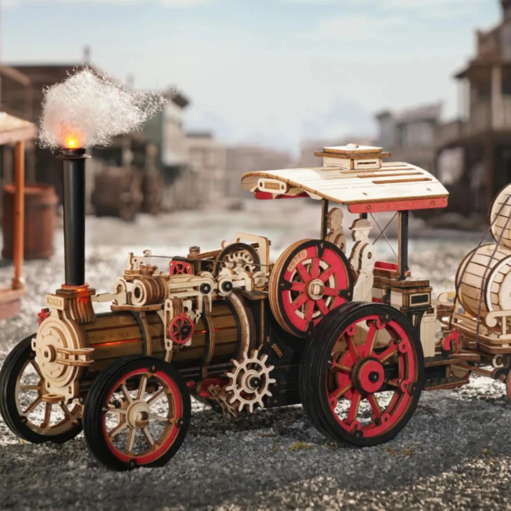 Puzzle 3D Locomotive à Vapeur avec Boîte de Vitesses à Trois Rapports
