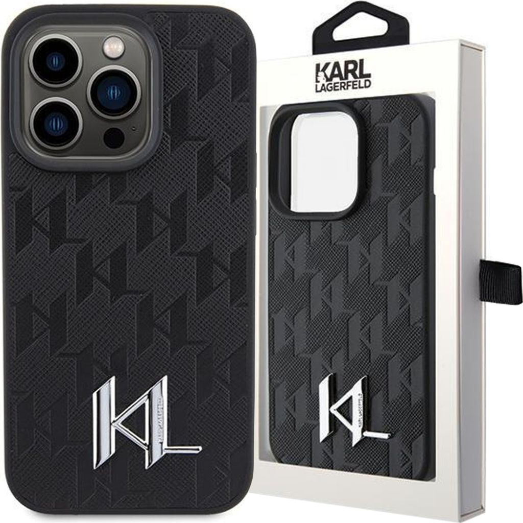 Etui Karl Lagerfeld Leder Monogramm Hot Stamp Metall Logo Produktbild 