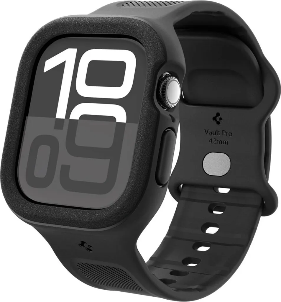 Coque Apple Watch 10 42mm Spigen Vault Pro Noir Mat - Protection Blindée TPU