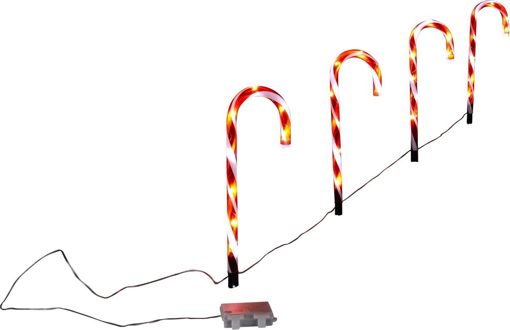 4tlg. LED Leuchtstab-Set Zuckerstange, 32 LEDs, 44 cm Produktbild 