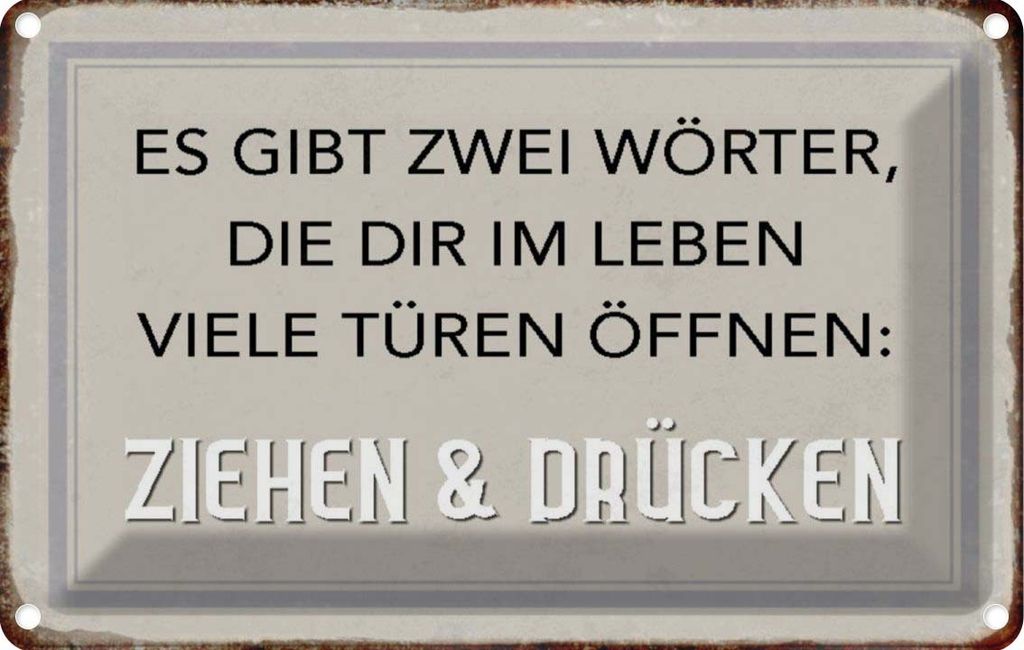 vianmo Blechschild 20x30 cm gibt zwei Wörter Ziehen Drücken Spruch Zitat