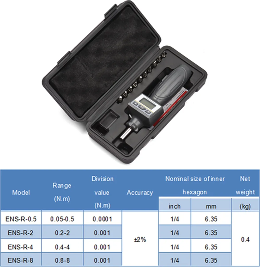 Tournevis numérique avec écran LCD 1.2 pouce et 10 embouts de précision