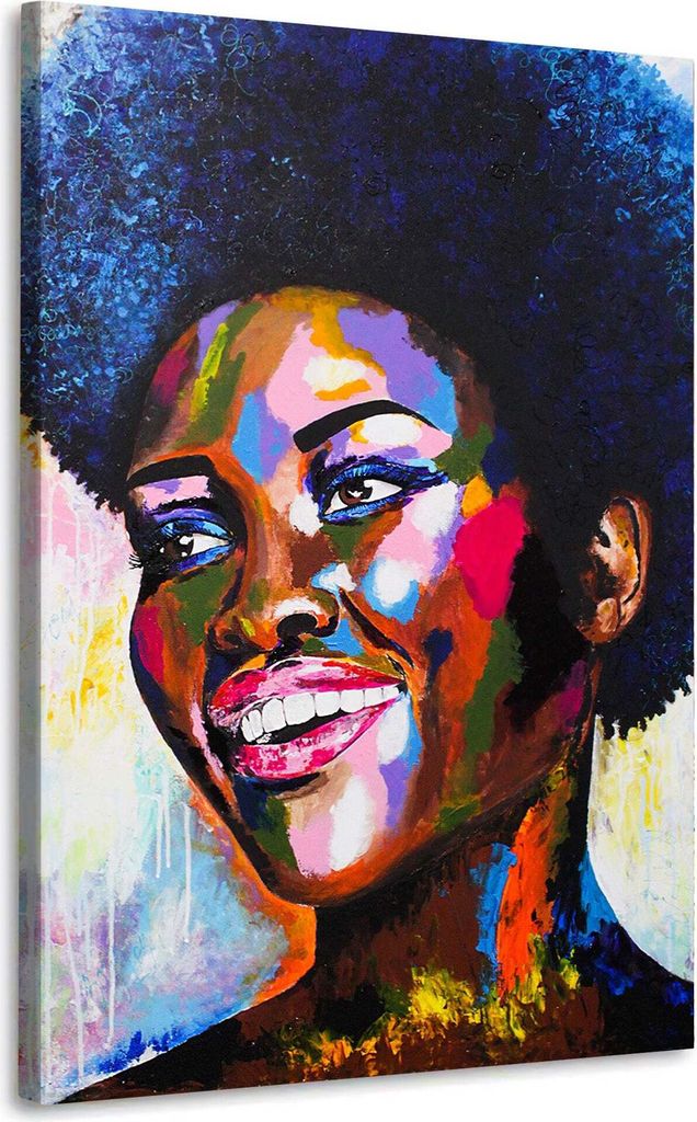 Afrikanische Frau Wandbild Leinwandbild Beautiful Smile Deko Kunst XL: 60x90x2cm