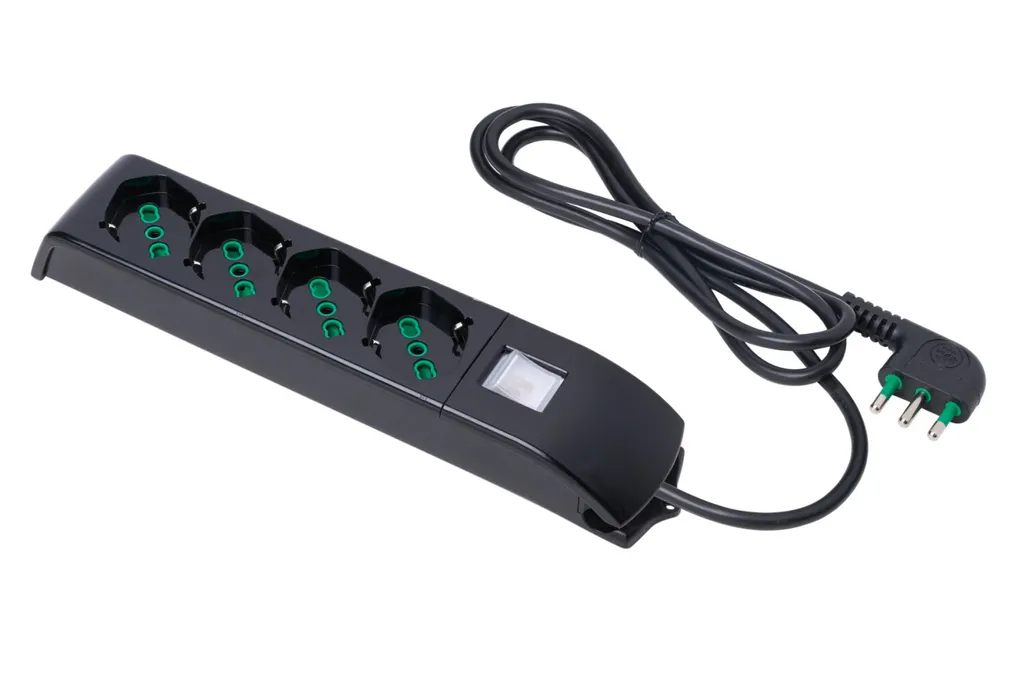 Rallonge 4 Sorties AC FANTON Fido Noir 1,5 m avec Protection de Sécurité