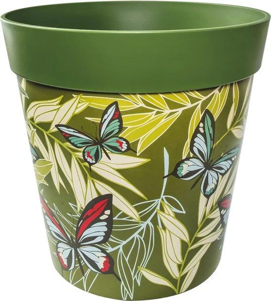 Pots de fleurs pour terrasse et balcon 25 cm design papillon et vert