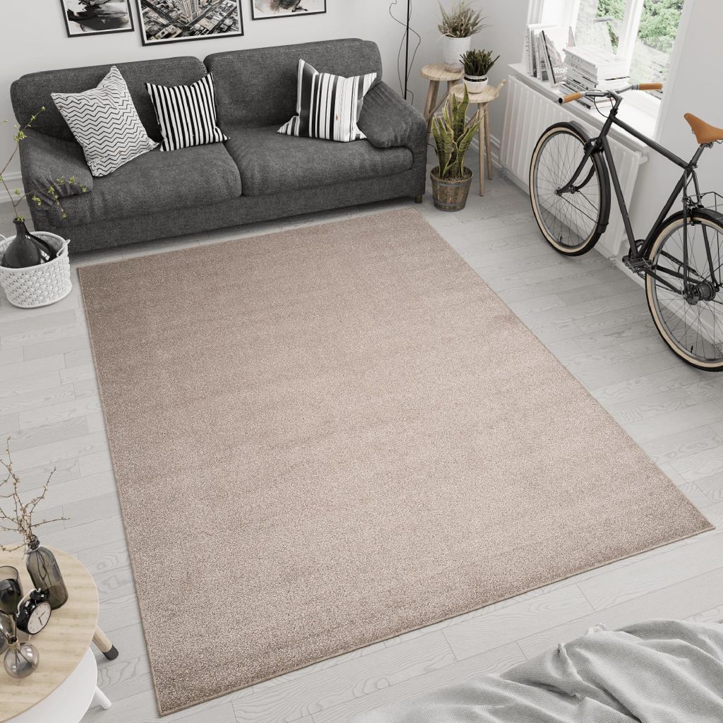 Teppich Kurzflor Wohnzimmerteppich Schlafzimmer Einfarbig Produktbild 