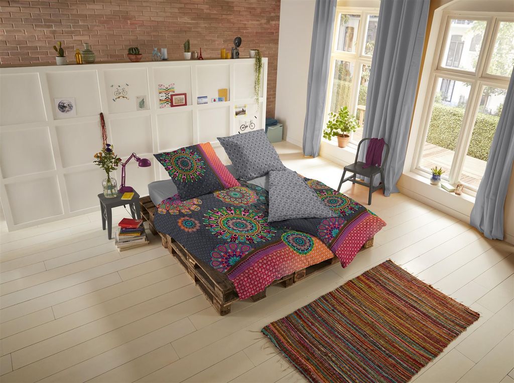hip Flanell Bettwäsche 3 teilig Bettbezug 200 x 200 cm Kissenbezug 80 x 80 cm Izefia Multi