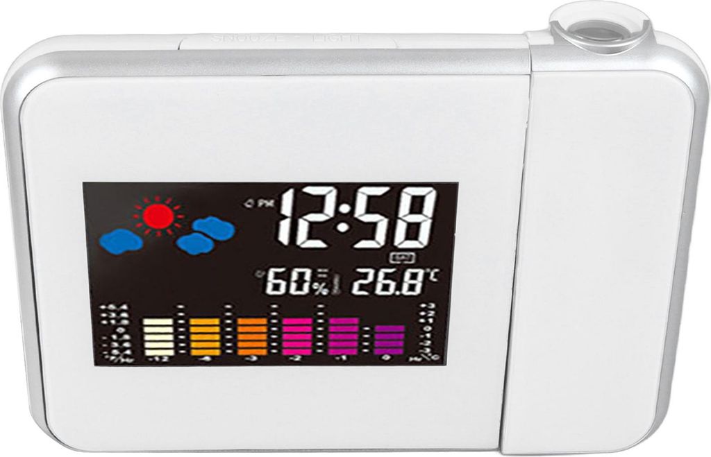 Weiße Projektion elektronische Uhr Haushalt tragbare Desktop elektronische Wecker mit Temperatur Luftfeuchtigkeit Anzeige für Büro Schlafzimmer