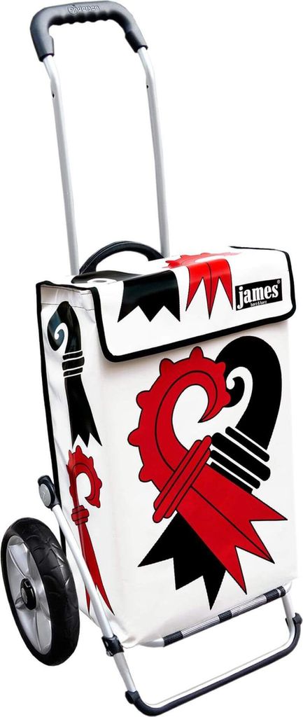 James Einkaufstrolley - FUSION - stabiler Einkaufswagen mit individuellem Design - mehrfarbig: schwarz | weiß | rot in Ausführung: Royal-Leichtra...